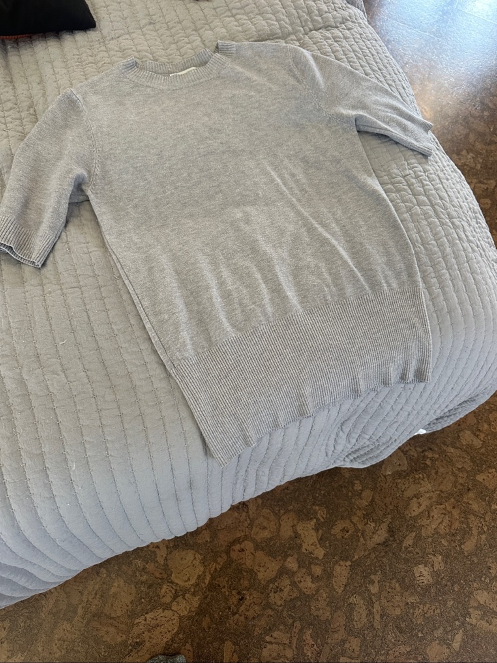 Modern Citizen Gray Ribbed Crewneck Short Sleeve Knit